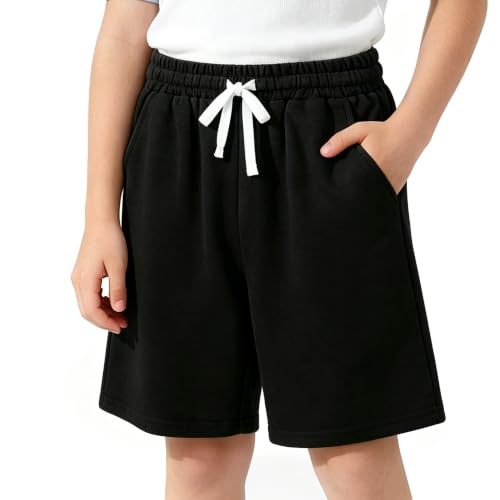 Magic Park - Magic Park Kid Cotton Shorts - Boys Sports Shorts with Pockets, Black, Size 11-12Y - Best Deal on Amazon