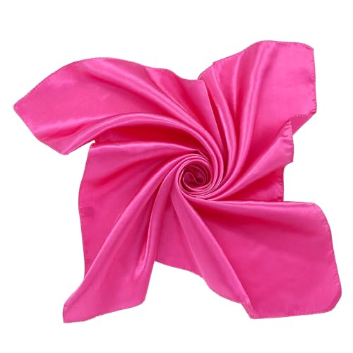 Lusofie Vintage Schal Chiffon Schal Quadratischer Halstuch Taschentuch Halstücher Damen Vintage Bandschal Seidenschal für Damen und Mädchen 60 × 60 cm (Rosarot)