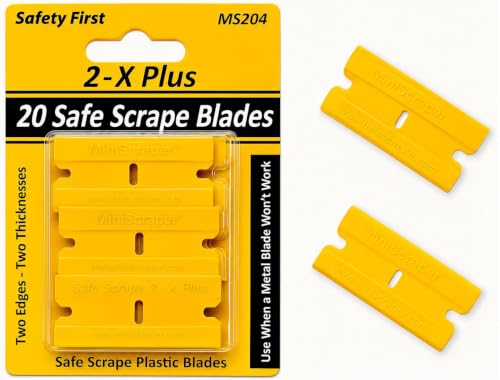 MINISCRAPER 20 Plastic Razor Blades Double Edged with Thicker and Thinner Edges/Decal Remover 2X Plus