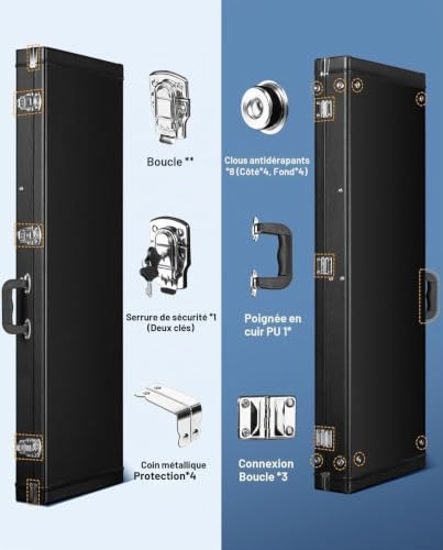 CAHAYA Étui Rigide Portable carré pour Guitare électrique Standard Noir – vue 6