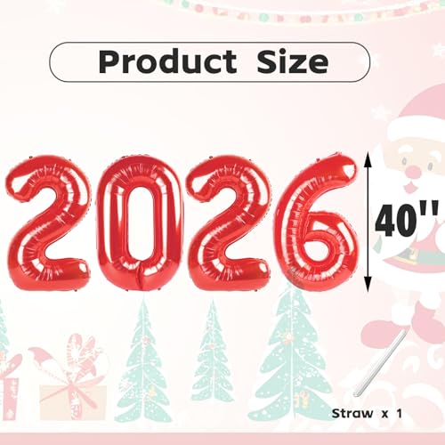 Image of 2026 Balloon Numbers Party Decorations, 40In Red Balloons | Eye-catching Appearance, Perfect Decorative Centerpieces, Convenient Self-sealing Structure, Widely for Various Occasions