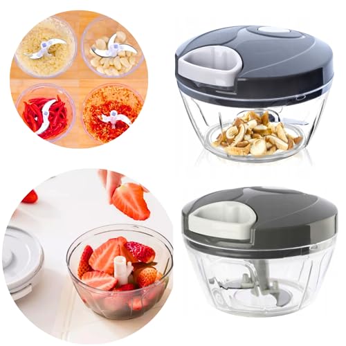 Kit 2 Processador de Alho Manual Triturador de Alho Fácil de Usar, Durável e Eficiente, Lâminas de A