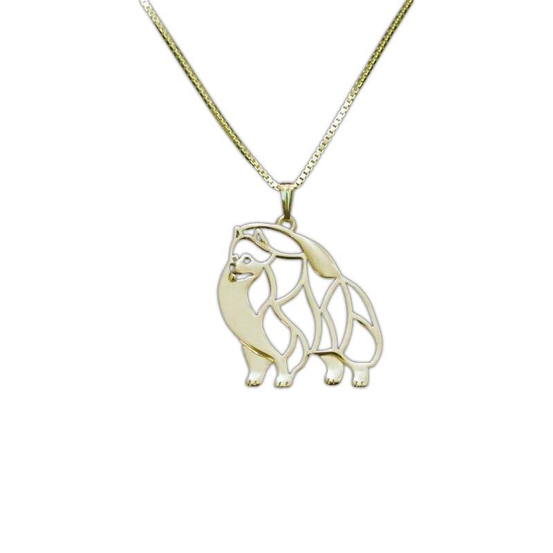 14K Yellow Gold Pomeranian Pendant Necklace Gift For Dog Lovers Dog Necklace Pet Jewelry Dog Memorial Dog Keepsake Handmade Show Dog Dog Loss Rare Personalized Animal Jewelry Birthday Custom Jewelry