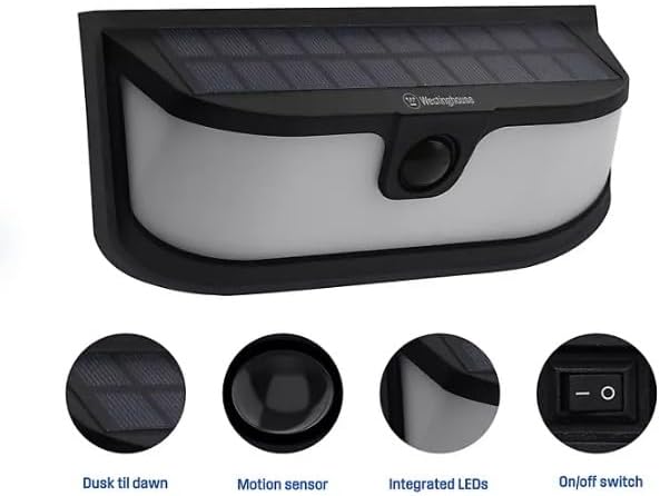 Westinghouse Solar LED Wall Lights, 1200 Lumens, Motion Activated, 2 Pack, Black