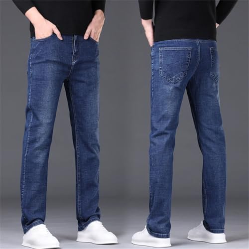 Men's Summer Thin Stretch Cotton Jeans Fashion Comfortable Business Straight Leg Casual Pants3
