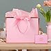 Plauthus Pink Gift Bag with Ribbon, 13
