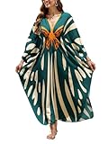 KECVOT Women's Plus Size Kaftan Dress - Batwing Sleeve Long Beach Cover Up Maxi Dress Swimsuit Cover Loungewear