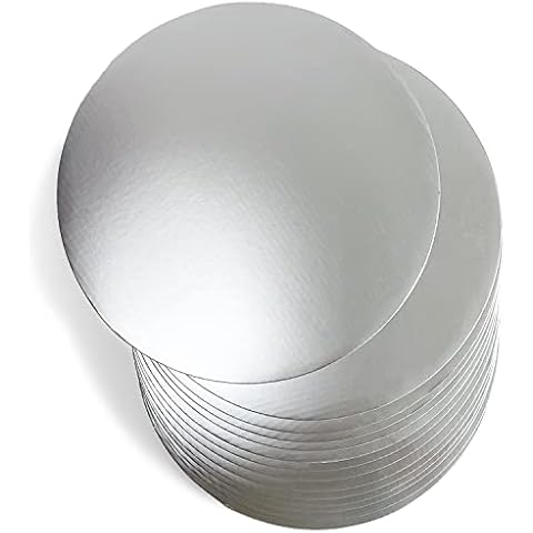 qiqee 10 Inch Silver Cake Boards Round 40-Packs Circles Rounds Base Food-Grade Cardboard Cake Plate（Thinner But Stronger） Cover