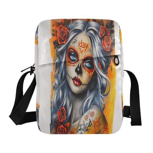 Mexican Sugar Skull Girl1 messenger bags cross body bag Cross Body Purses Adjustable Strap for outdoor sports School