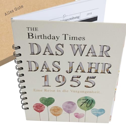 the lazy panda card company Das Jahr, das 1955 war - Karte Buch zum 70. Geburtstag mit Details zum Geburtsjahr Geburtstagskarte (1955)