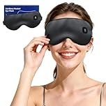 Heated Eye Mask, Cordless Heated Sleep Mask for Dry Eyes, Eye Fatigue, Relaxing Sleep Mask Warm Eye Compress Mask Light Blocking,Washable (Black)