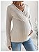 SweatyRocks Women's Maternity Tops V Neck Long Sleeve Ribbed T Shirts Pregnancy Clothes Apricot Small