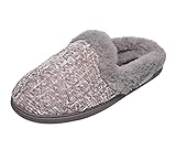 NINE WEST Premium Chenille Clog Slippers For Women, Cushioned Winter House Shoes, Grey, Large 9-10