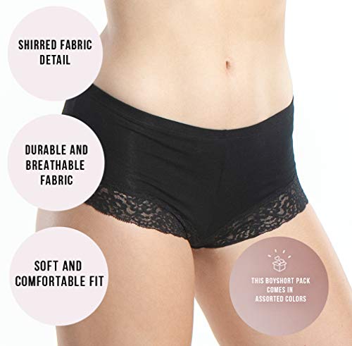 Boy Shorts Underwear for Women, Cotton Women's Panties Lace Boyshorts