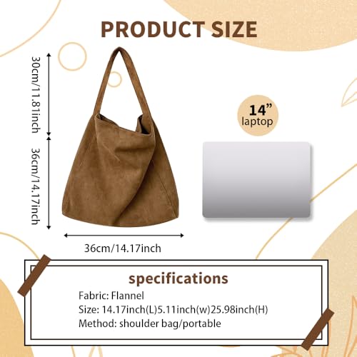 Image of Suede Bags for Women, 2025 New Suede Tote Bag for Women, Retro Slouchy Office Shoulder Top-handle Tote Handbags