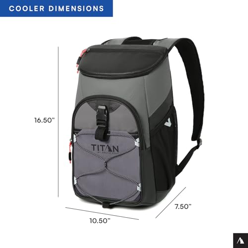 Titan by Arctic Zone Backpack Cooler, Insulated Soft Sided Bag with Leak Proof Lining and Padded Straps, for Lunch, Picnic, and Travel, 24 Can Capacity, Sharkskin Grey by Titan by Arctic Zone - Image 4