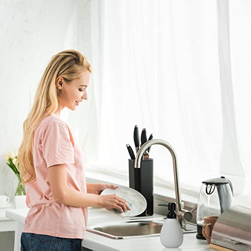 Bosilunlife Small Soap Dispenser - Kitchen Dish Soap Dispenser Refillable Bathroom Countertop Soap Dispensers Rubber Coating Ceramic Lotion Dispenser With Pump (10Oz/300Ml) #TOP4