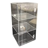 XINGLL Acrílico Vitrina Transparente, Caja Prueba Polvo con Cerradura para Muñecas Coleccionables Modelos Juguetes Cosméticos Protección Almacenamiento, Diseño Puerta Lateral