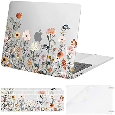 MOSISO Etui kompatybilne z MacBook Air 13 cali 2021/2020/2019/2018 M1 A2337 A2179 A1932 wyświetlacz Retina Touch ID,plastikowe kwiaty ogrodowe, twarda obudowa, ochrona klawiatury i folia ochronna na wyświetlacz, przezroczyste