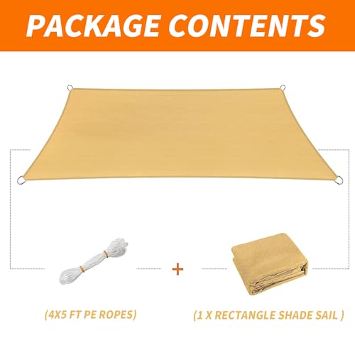 8'x8' Sun Shade Sail Curved Commercial Outdoor Shade Cover Dark Grey Rectangle Heavy Duty Permeable 185GSM Outdoor Shades for Patio Garden Sandbox by OOTONAT - Used condition - Image 6