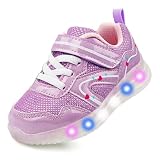 YESKIS Toddler Girls Light Up Shoes LED Flashing Lightweight Mesh Breathable Adorable Running Sneakers for Toddler Purple 10