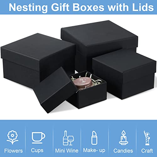 Geosar 8 Pack Square Gift Boxes With Lids 4 Assorted Sizes Gift Boxes For Presents Nesting Boxes White Black Boxes For Gifts Nested Boxes With Lids For Bridesmaid Birthday Wedding Party Favor Boxes #TOP4