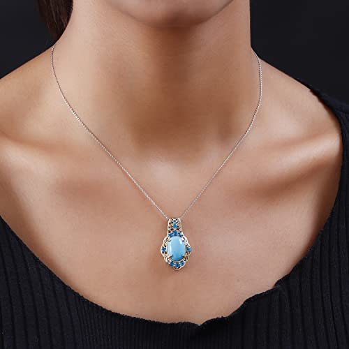 Shop Lc Sleeping Beauty Turquoise Neon Apatite 925 Sterling Silver Pendant Necklace For Women Jewelry Gifts Size 20" Ct 4.18 Engagement Anniversary Wedding Promise Birthday Gifts #TOP2