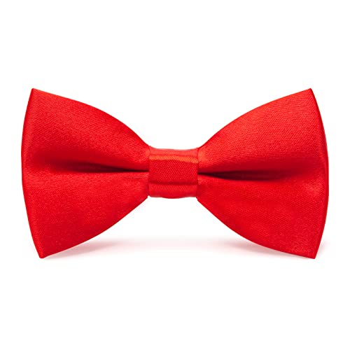 RSXING Kids Bow Tie, Classic Deep Red Toddlers Pre-tied Bowtie, Baby Adjustable Bow Tie, Boys Solid Tuxedo Bowtie for Party