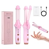 Bestauty Small Cordless Curling Iron 1 inch, Mini Dual Purpose Curling/Flat Iron - Hair Straightener and Curler 2 in 1, Rechargeable Wireless Travel Hair Curling Iron for Short Hair (Pink)