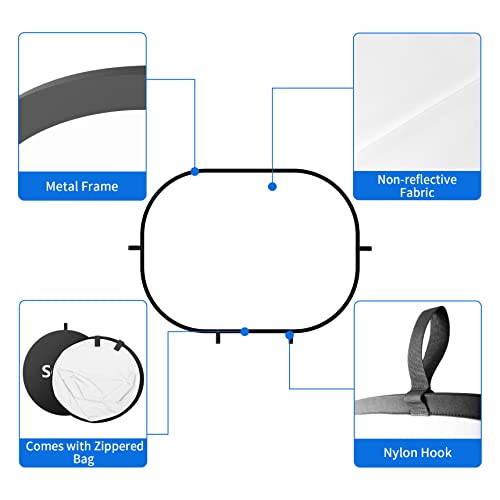 Selens Black White Backdrop 59X78.7Inches Pop Up Collapsible Background With Carrying Bag For Youtube Streaming Photo Studio Portrait Indoor Photography Foldable Pop Out Panel Reversible Backdrop #TOP3