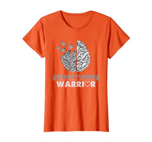 Brain Tumor Warrior Brain Tumor Awareness T-Shirt, Women, Orange, X-Small