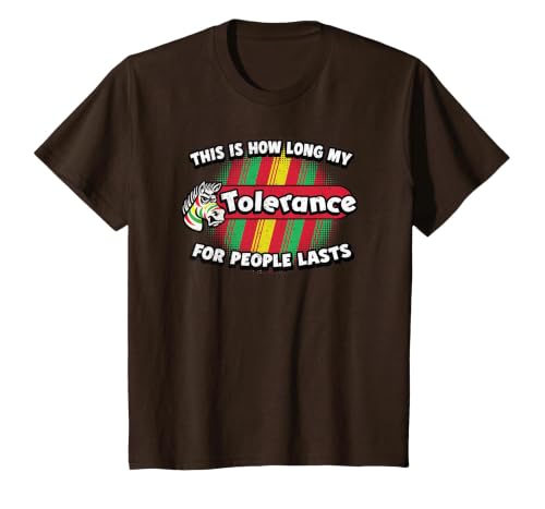 This is How Long My Tolerance for People Lasts Angry Zebra T-Shirt, Youth, Brown, Small