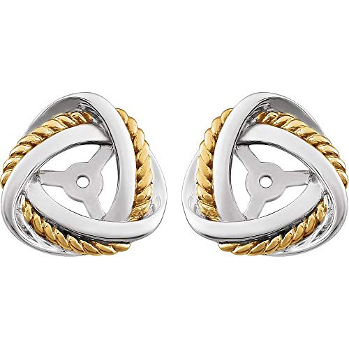 Solid 14K White Gold/Yellow Gold-Plated Earring Jackets (Width = 11.8Mm) #TOP1