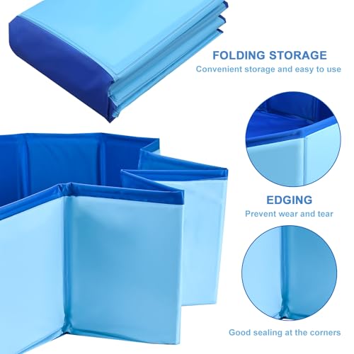 Fulhdedi Klappbarer Hundepool 100x30cm - Tragbare PVC Badewanne für Große Hunde, Blaues Schwimmbecken mit Rutschfestem Boden