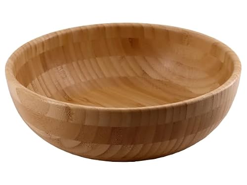 Lacers PurpleLine – Insalatiera in legno di bambù | Ciotola di bambù di alta qualità | Grande ciotola per insalate, frutta, snack e altro ancora | Ecologica e durevole | Perfetto per cucina, picnic e