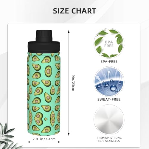 Botella de agua de acero inoxidable aislada con diseño de aguacate de 500ml 5