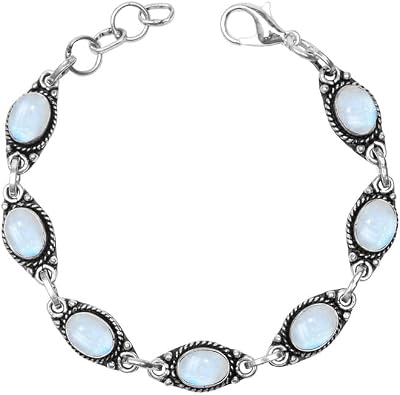 Gemstone Bracelet, Handmade Bracelet for Women, Silver Overlay Oval Gemstone bezel Silver Adjustable Bracelet, Gift