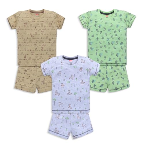 Image of LuvLap Baby Boys Regular Fit 100% Cotton Half Sleeves Boys T-Shirts and & Shorts Set Pack of 3