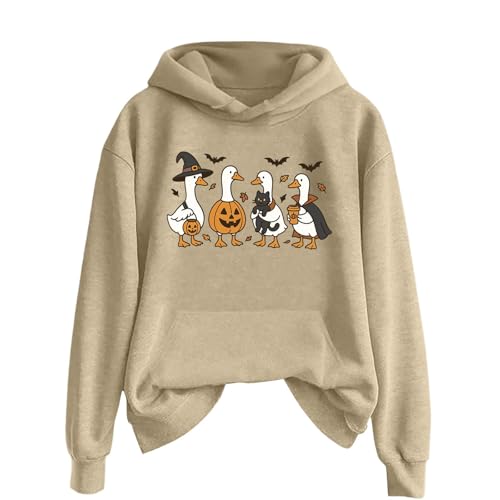 Generisch Sudadera con capucha para mujer con diseño de ganso divertido - Bonita sudadera con capucha para el otoño | Cómoda sudadera con patos disfrazados, Style_p04 Khaki, XL