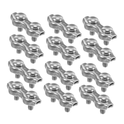 TIDTALEO Stainless Steel Wire Rope Clamp Double Rope Clamp Clip Heavy Duty 12 Pack Outdoor Cable Management