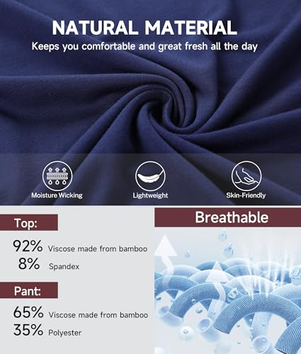 BAMBOO COOL Mens Christmas Pajamas Set Plaid Pjs Pijama Soft Lightweight Sleepwear Long Sleeve Woven Pants with Pockets2