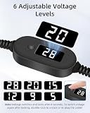 YANBORONSN Kabel zasilający PD 140W USBC do DC 5525 z 10 końcówkami złącza, kabel USB C do męskiego szybkiego ładowania DC 5,5 x 2,5 mm z wyświetlaczem LED i regulacją napięcia 5V/9V/12V/15V/20V/28V