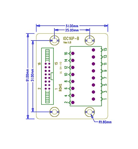 Sysly Idc16 2X8 Pins Male Header Breakout Board Terminal Block Connector With Simple Din Rail Mounting Feet #TOP4