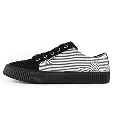 T.U.K. Ribbed Sole Sneaker - Zapatillas de Moda para Hombres y Mujeres - Estilo Skate, Punk, Rock y Gótico en Piel, Ante y Lona - Color Blanco Negro Lona - Talla 39 | Ya disponible en tu tienda friki favorita! En mundofriki.es!