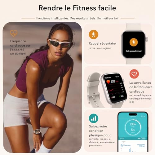 AOYBWK Montre Connectée Homme Femme avec Appel Bluetooth, Écran 1,85" HD Smartwatch Sport Étanche IP68 (140+ Modes), Cardiofréquencemètre, Moniteur de Sommeil, Tracker d'Activité pour Android iOS – vue 3