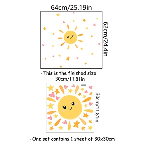 Qanyue Peel And Stick Boho Watercolor Sun Wall Decals, Pvc Removable Sunrise Wall Stickers, Sunshine Wall Art For Kids Bedroom Nursery Playroom Decor, Sun Smiley Face And Star #TOP5