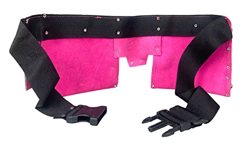Raven 7 Pocket Pink Double Tool Pouch Nylon Belt | Adjustable Size From 28" To 50" | Great For Roofers, Construction Workers, Diy Projects | Stand Out With Unique Pink Color #TOP1