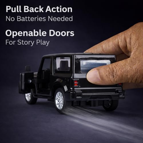 Image of Off-Road SUV Toy Car with Push-Back Action & Openable Doors| Durable ABS Plastic Off-Roader Vehicle Toy for Kids (3+ Years)|Black