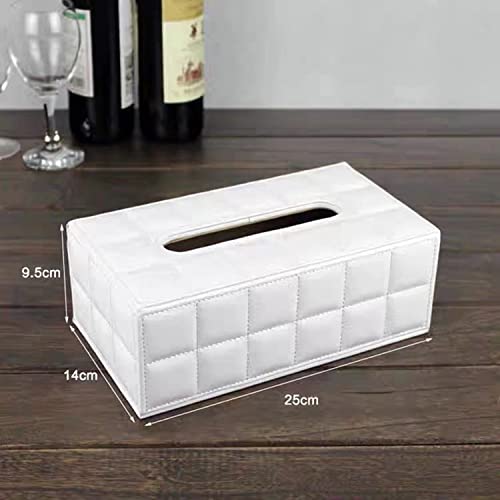 PU Leather Tissue Box, White Plain Napkin Box,Rectangular Tissue Storage Rack, Home Storage Room, Office Car Decoration by JIEOU - Image 2