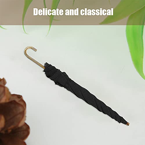 Keenso 2Pcs 1:12 Miniature Umbrella Black Cloth Diy Doll House Decorative Accessory Doll House #TOP6
